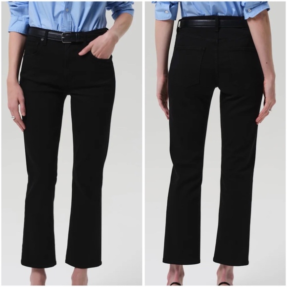 Citizens of Humanity Women’s Jeans Size 24 Black Isola Mid Rise Cropped Bootcut - Picture 1 of 15